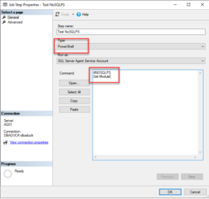 SQL Server Agent PowerShell Job Step with #NOSQLPS - DBAduck